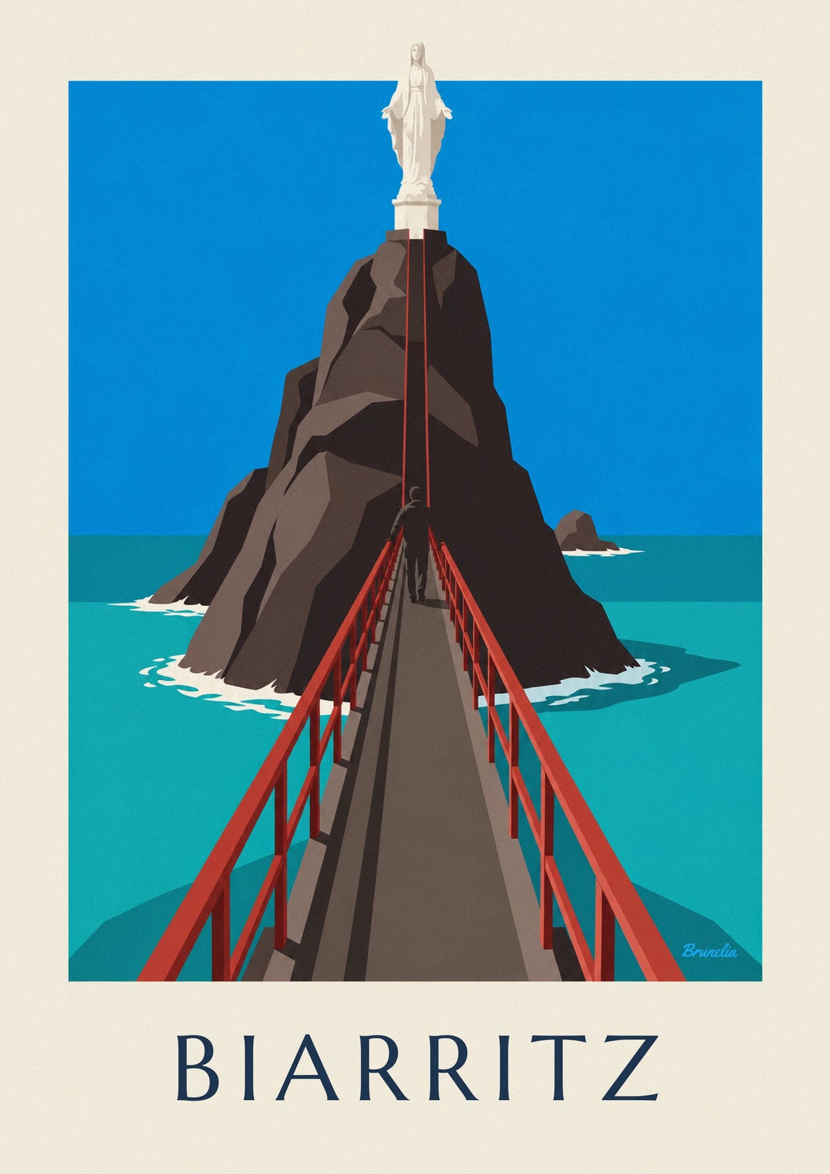 Biarritz Rocher de la Vierge footbridge poster