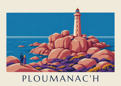Poster Leuchtturm Mean Ruz auf dem rosa Granit von Ploumanac'h: das ganze Poster