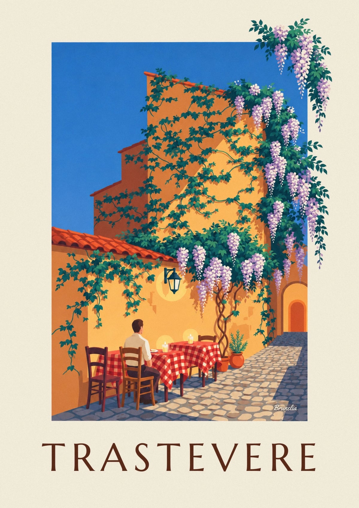 Trattoria terrace in Trastevere, Rome poster
