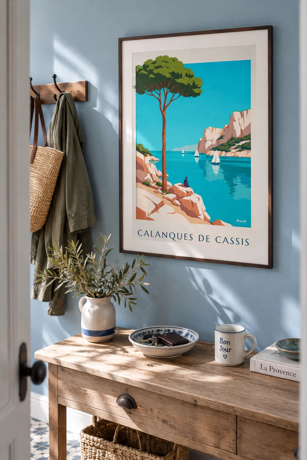 Mise en situation de Affiche calanques de Cassis et eau turquoise