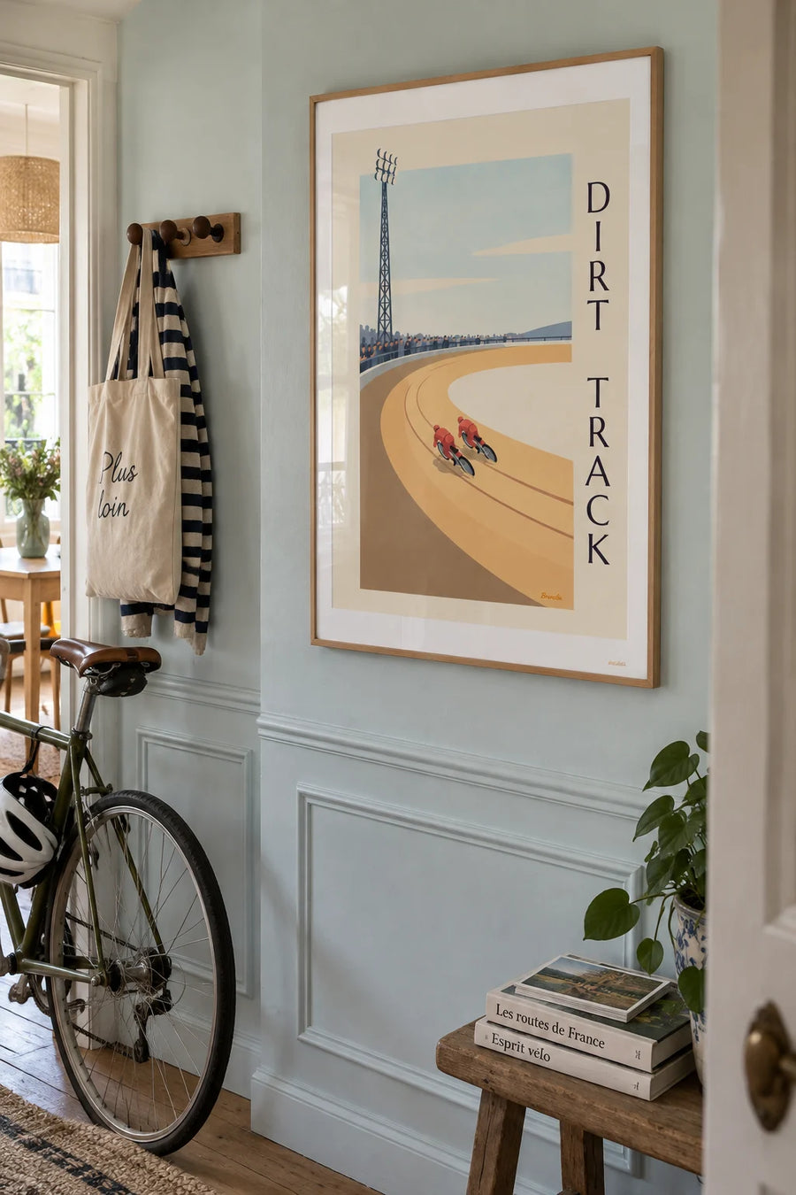 Affiche course de speedway sur piste en terre : encadrée au mur