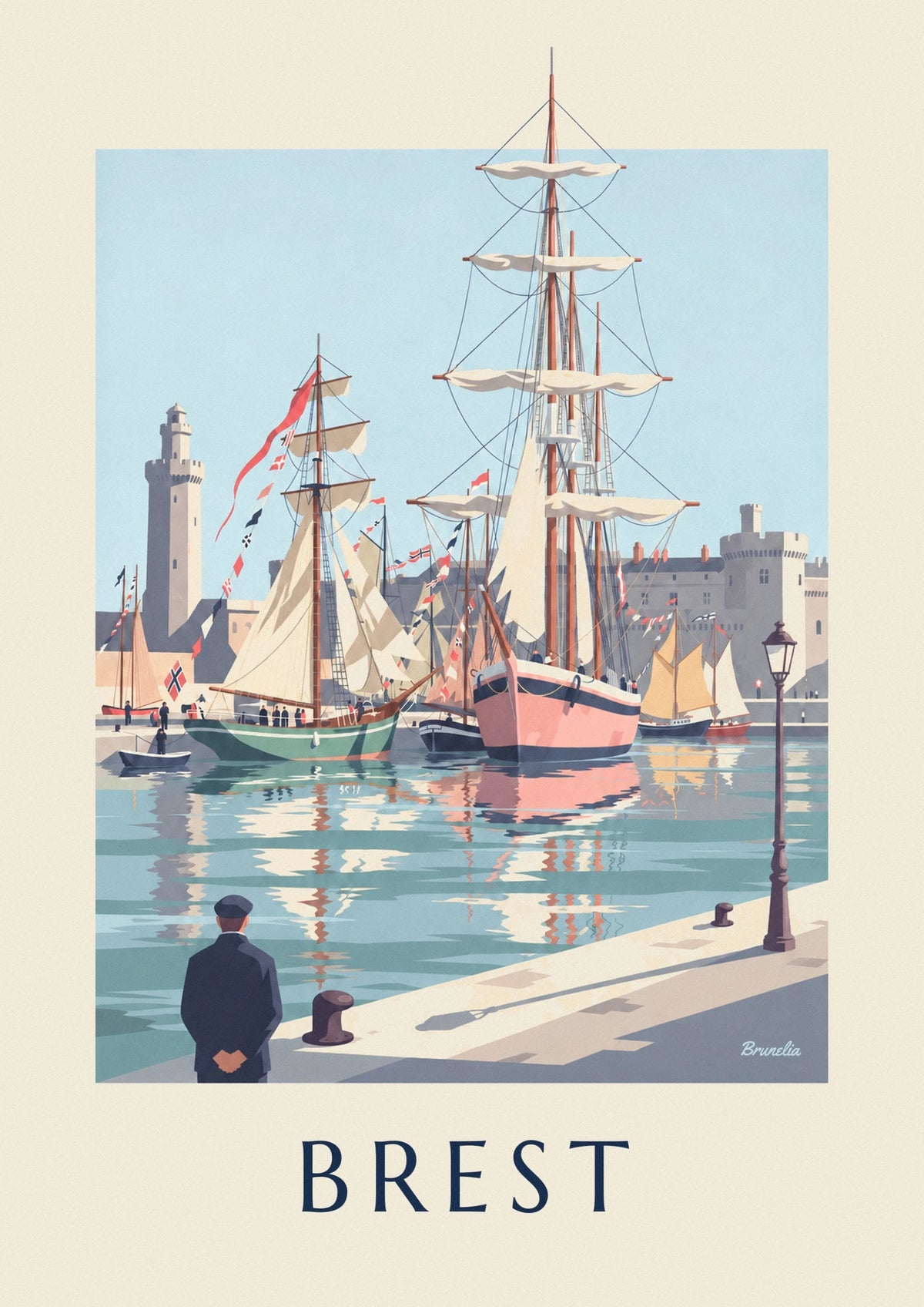 Affiche vieux gréements aux fêtes maritimes de Brest