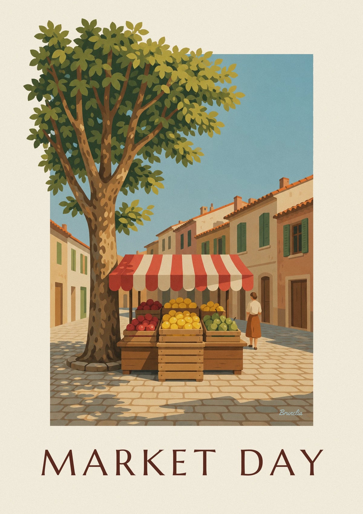 Crate of lemons on a market stall poster