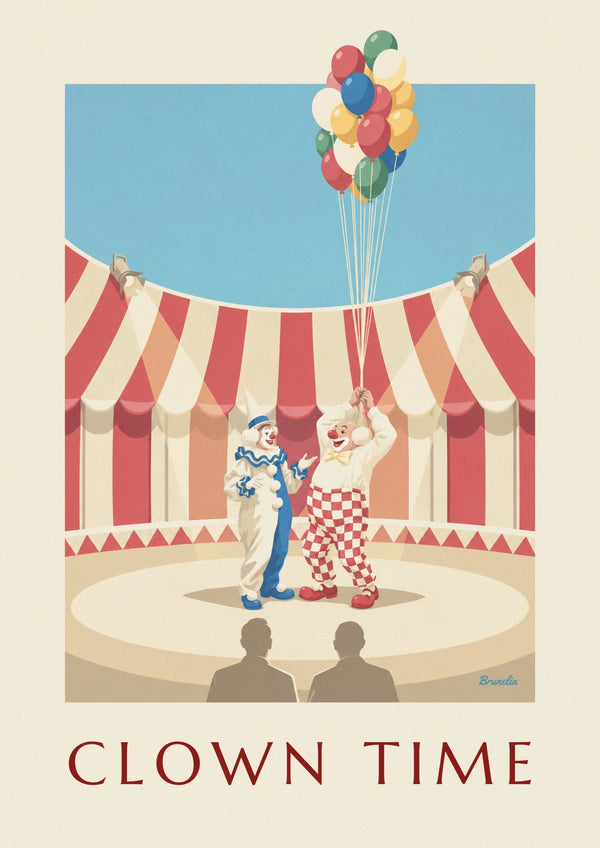 White clown and auguste under the big top poster