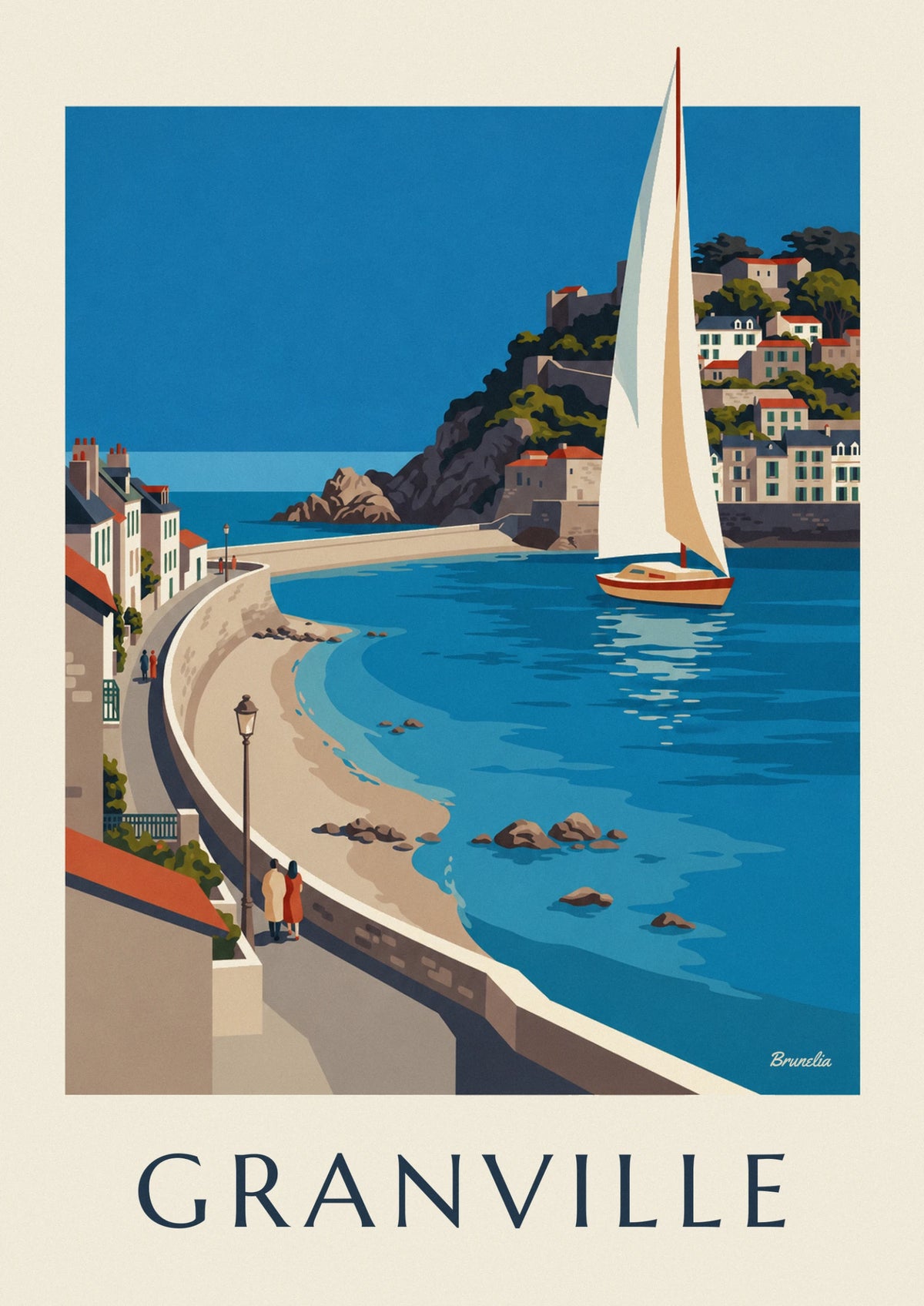 Affiche front de mer et villas normandes de Granville
