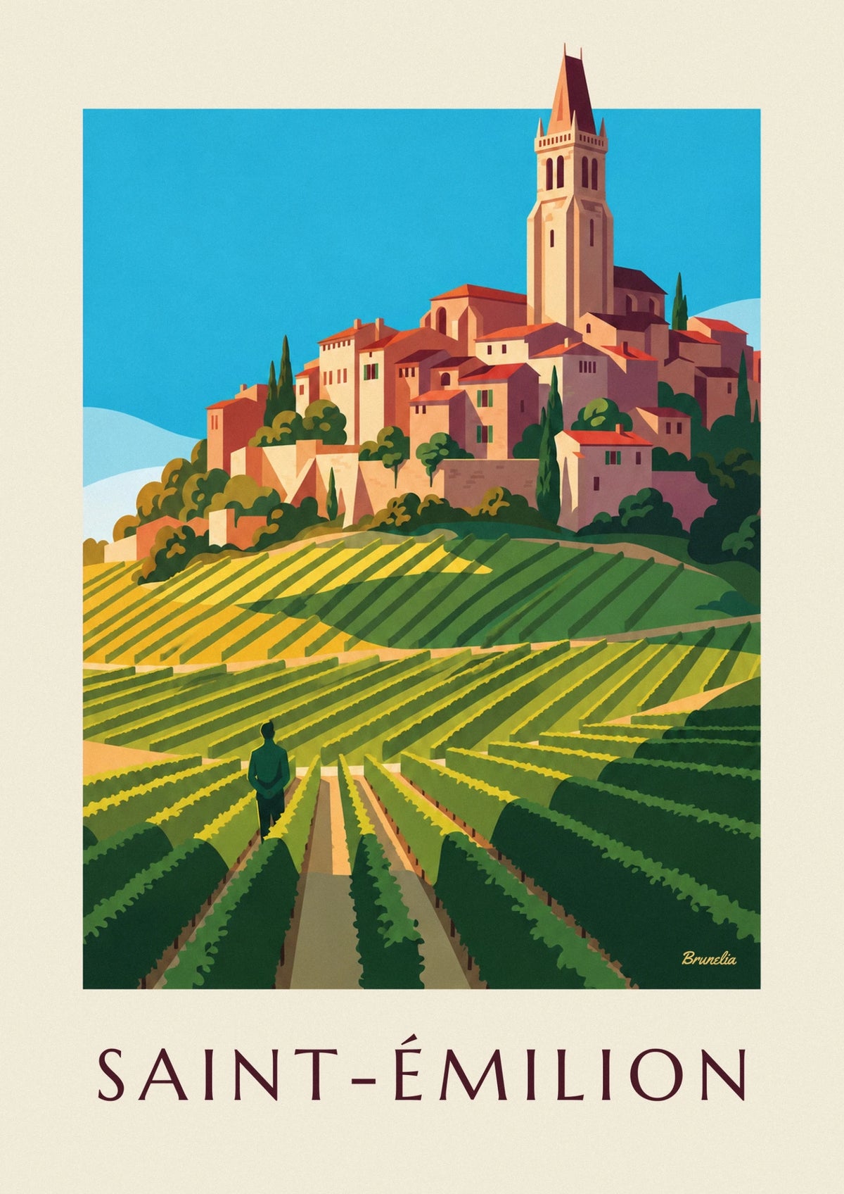 Saint-Émilion village and vineyards poster