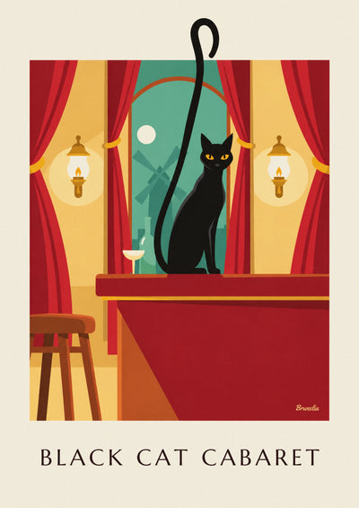 Poster Kabarett Le Chat Noir und sein schwarzer Kater in Montmartre: das ganze Poster