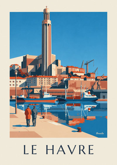 Affiche église Saint-Joseph et port du Havre : l'affiche entière