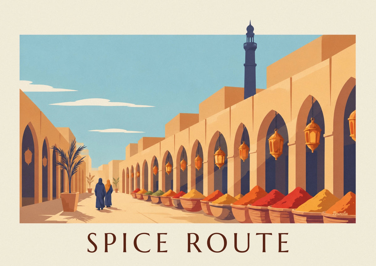 Affiche marché aux épices oriental sous les arcades