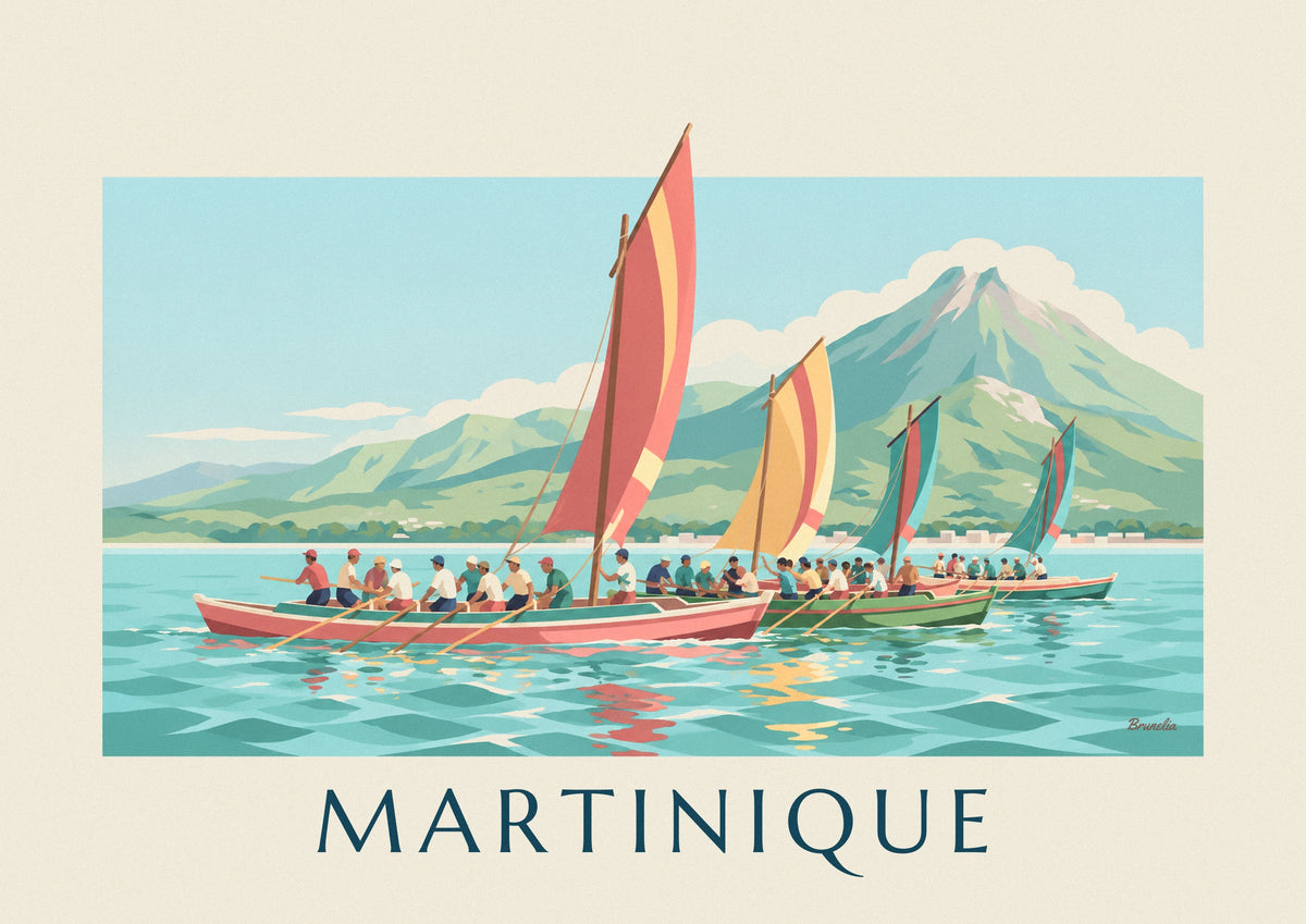 Poster Yoles rondes beim Rennen vor Martinique