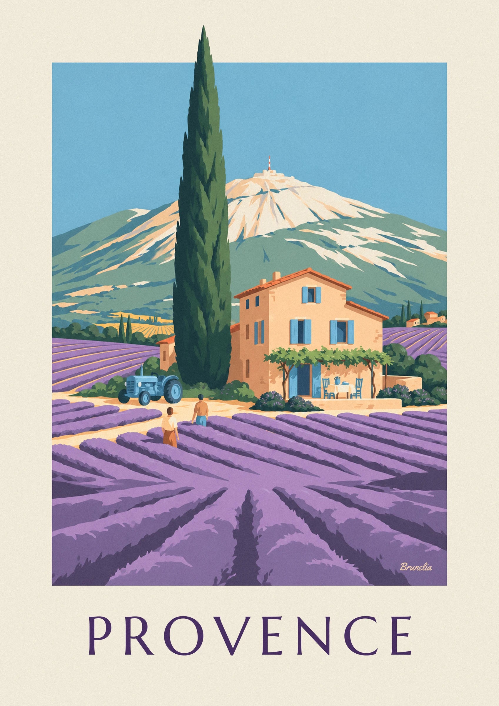 Provençal farmhouse in lavender fields poster: close-up detail