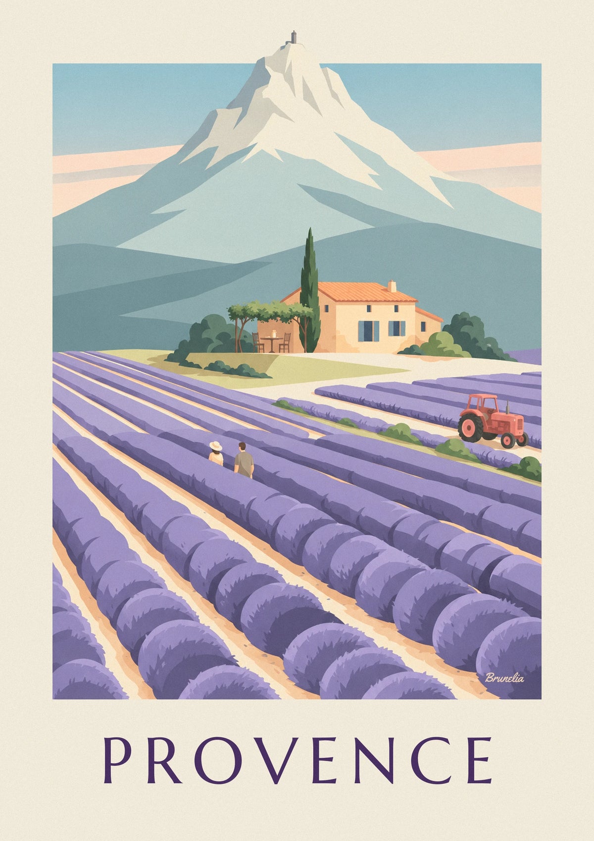 Provençal farmhouse in lavender fields poster