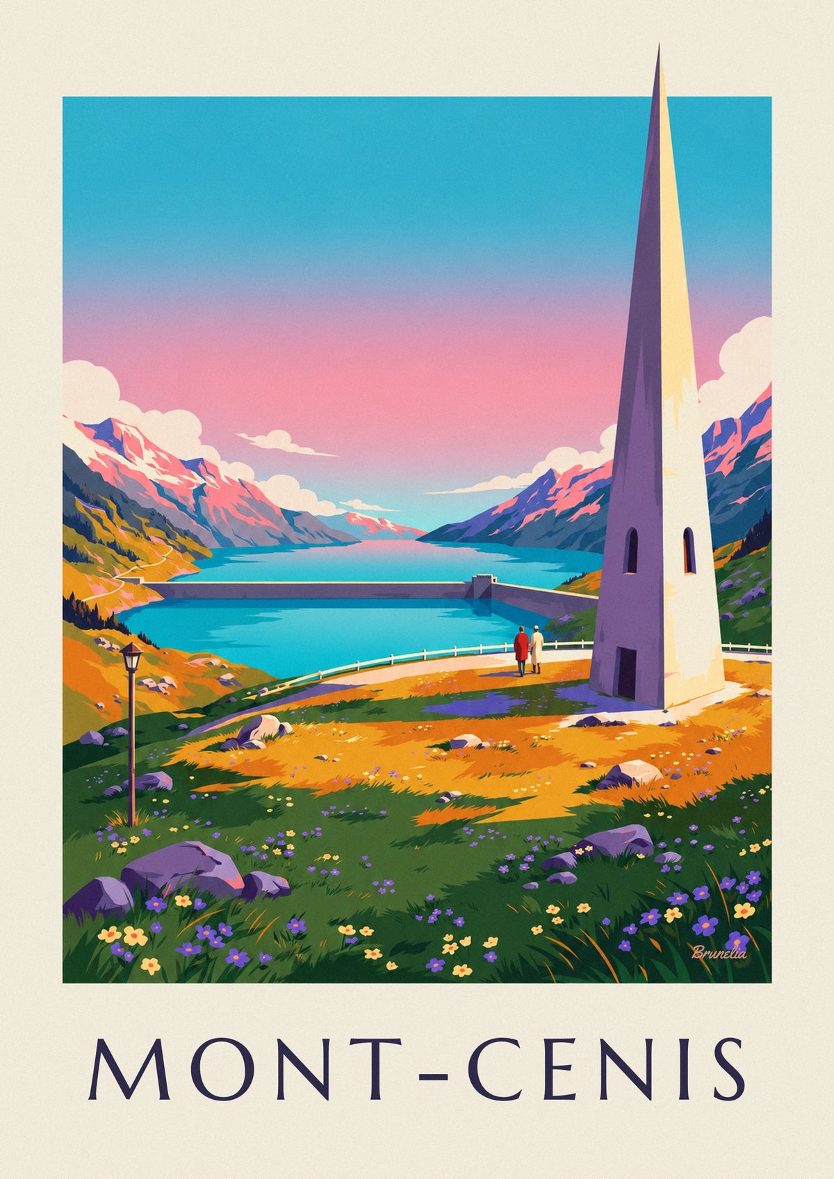 Poster Mont-Cenis-See bei Sonnenuntergang