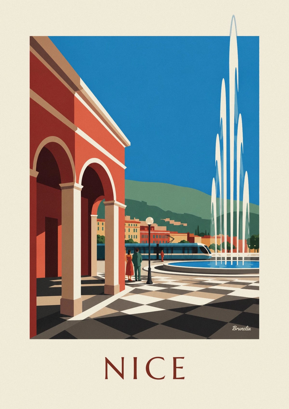 Place Masséna and red facades in Nice poster