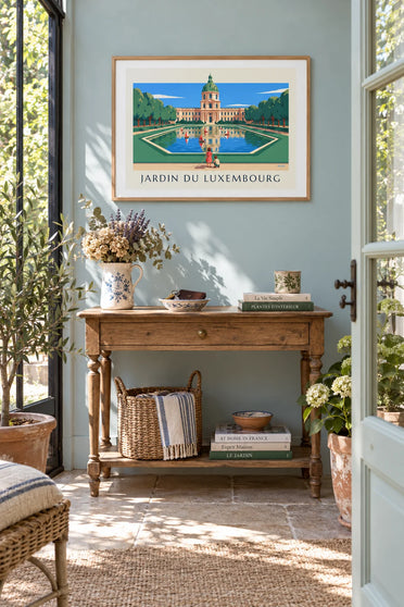 Affiche jardin du Luxembourg et voiliers sur le bassin : encadrée au mur