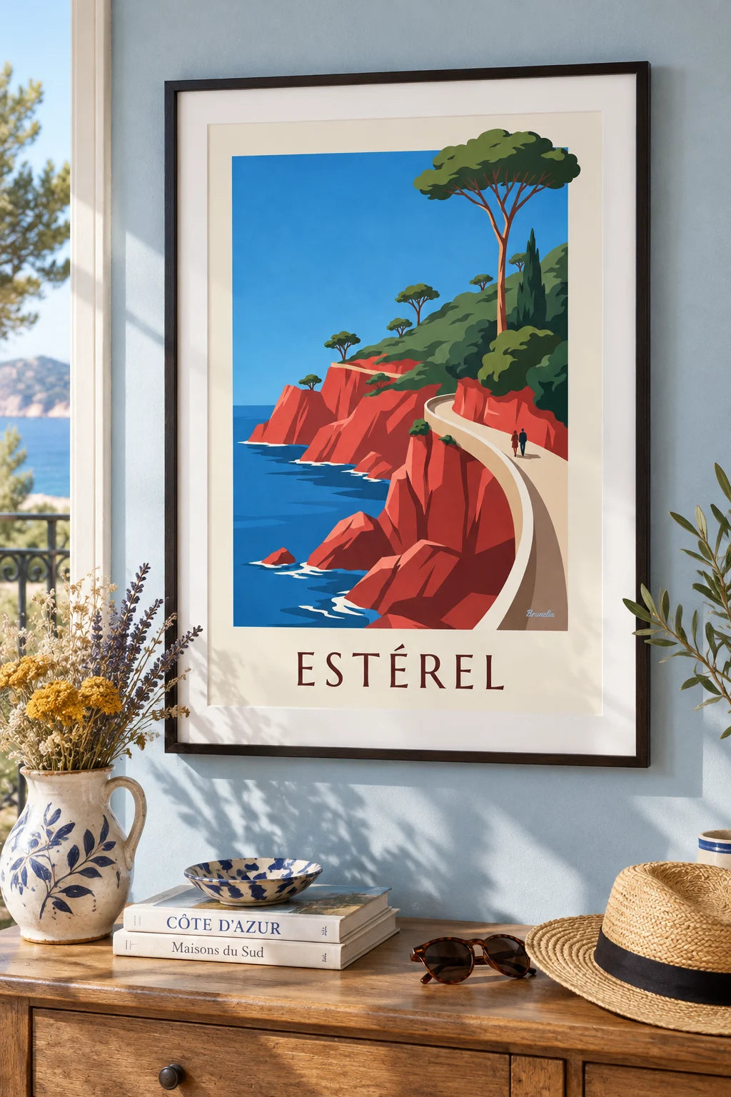 Esterel coastal road and red rocks poster on the wall