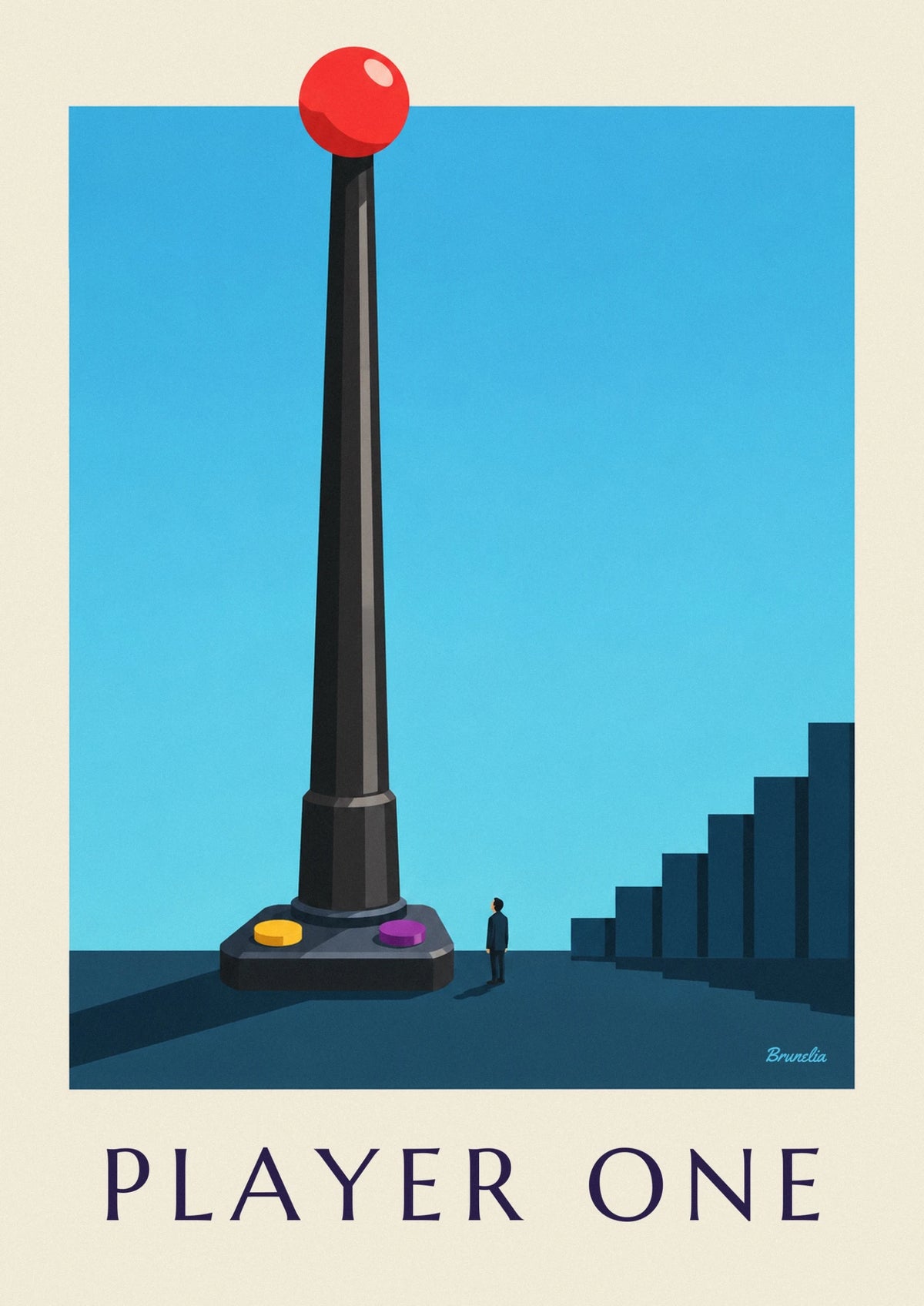 Pixel art video game joystick poster