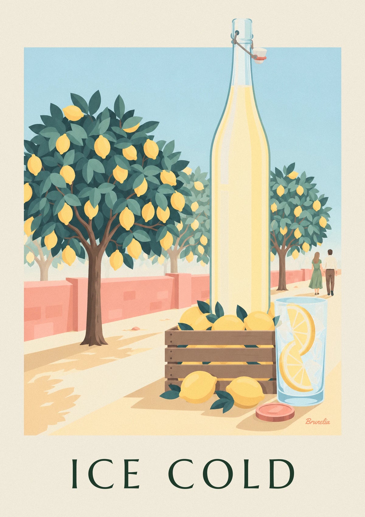 Orchard lemonade bottle and lemon crate poster