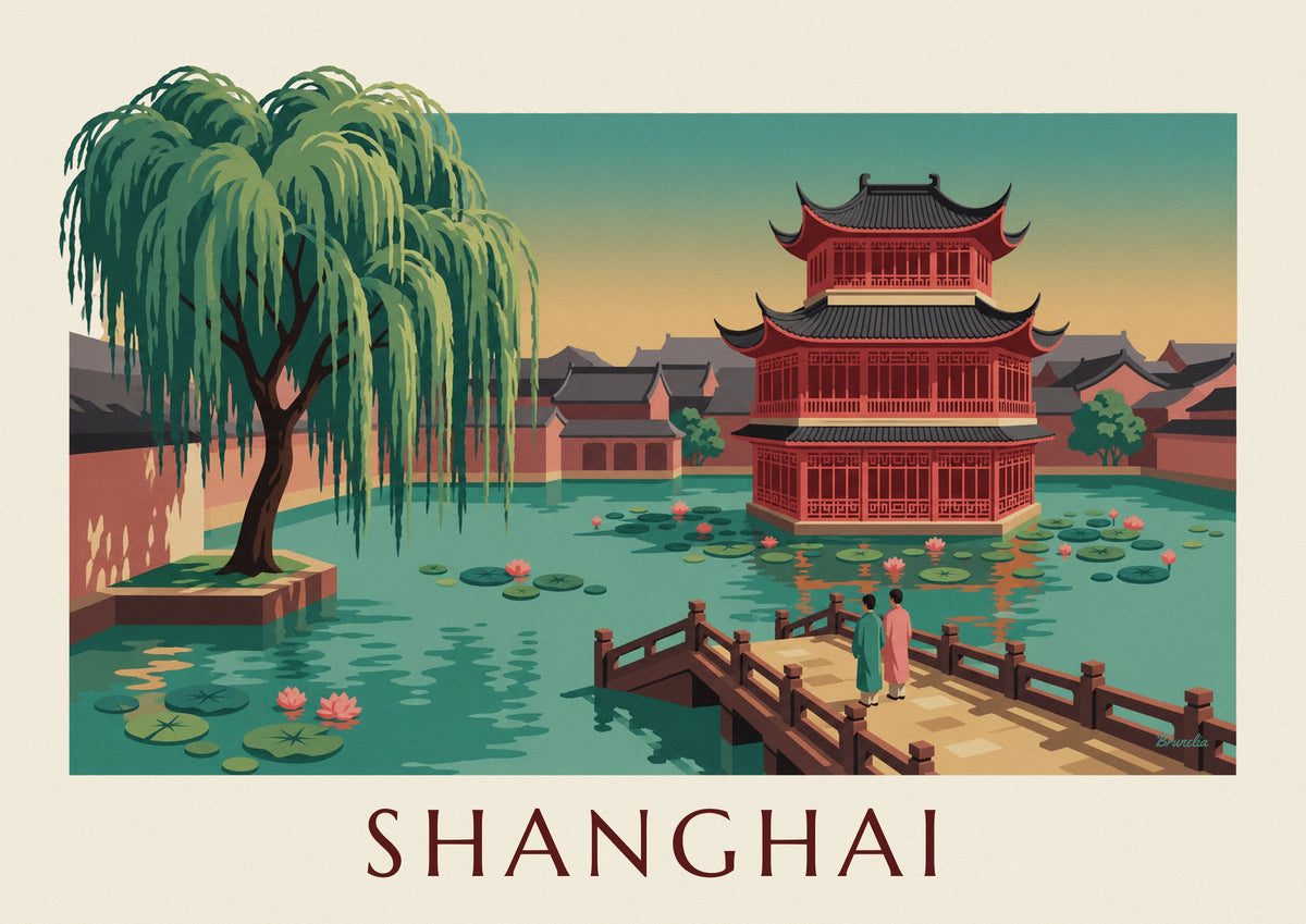 Poster Teehaus im Yuyuan-Garten in Shanghai
