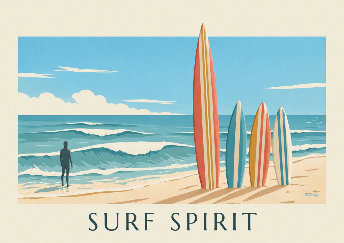 Affiche planches de surf et vagues Surf Spirit