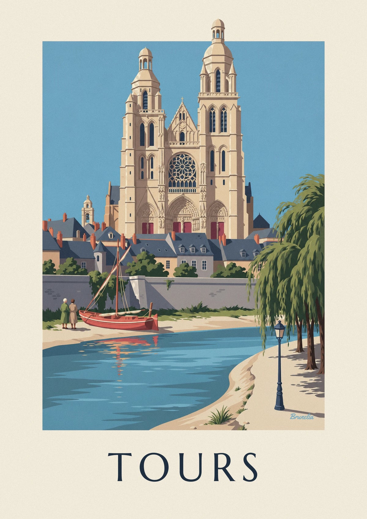Poster Kathedrale von Tours und Loire-Ufer