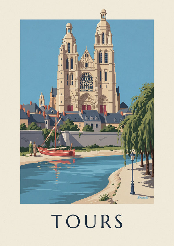Poster Kathedrale von Tours und Loire-Ufer
