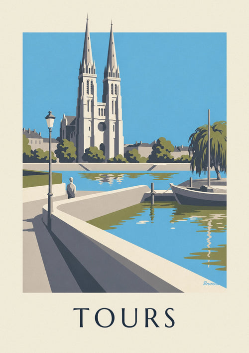 Affiche cathédrale de Tours et bords de Loire : l'affiche entière
