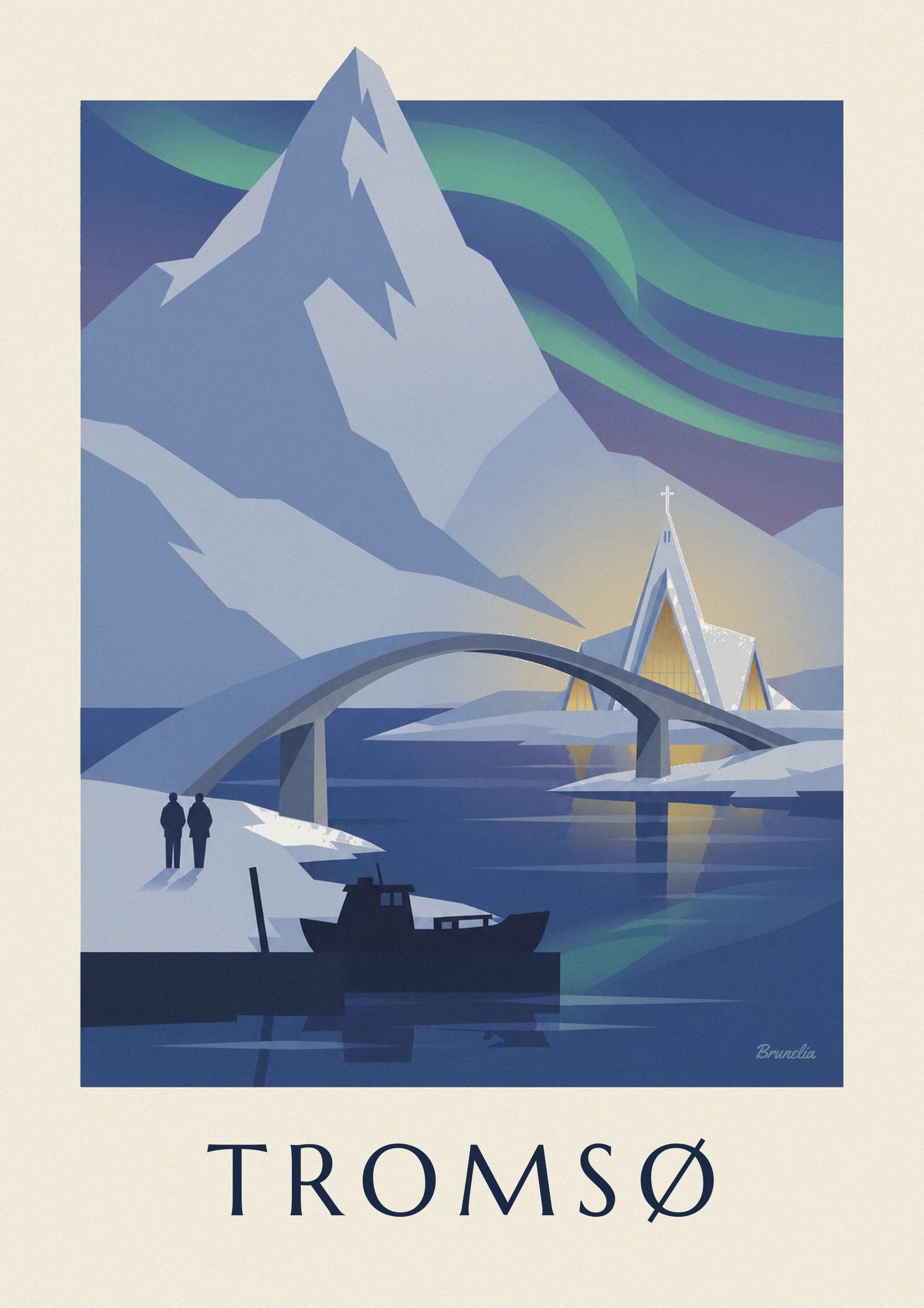 Tromsø gateway to the Arctic and northern lights poster: close-up detail