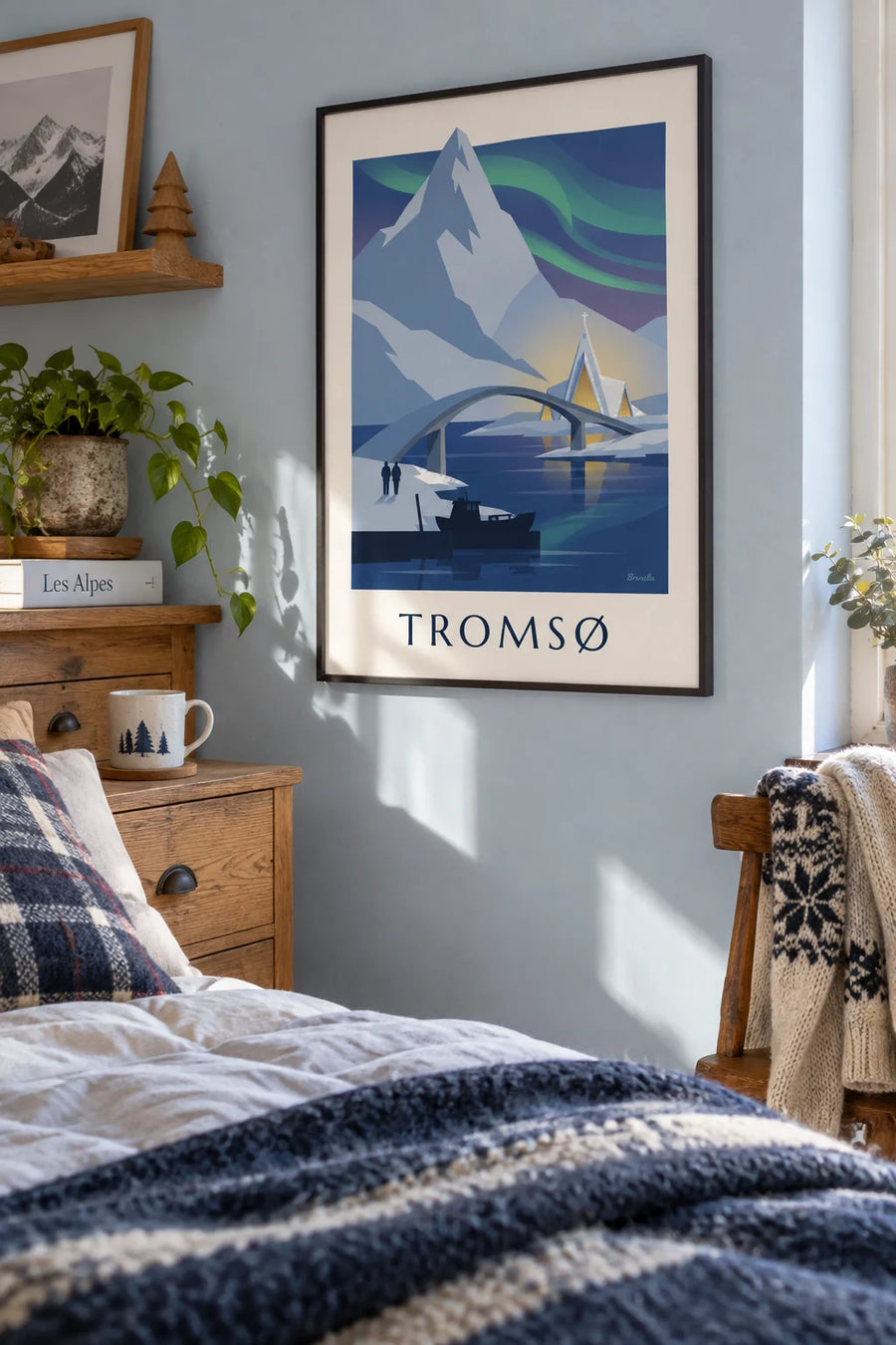 Poster Tromsø, Tor zur Arktis, und Polarlichter: gerahmt an der Wand