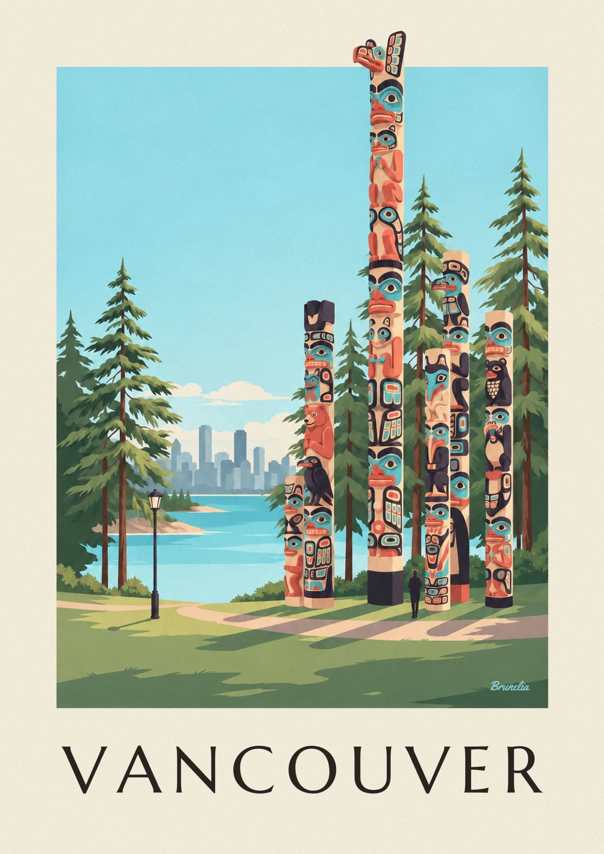 Affiche totems du parc Stanley à Vancouver
