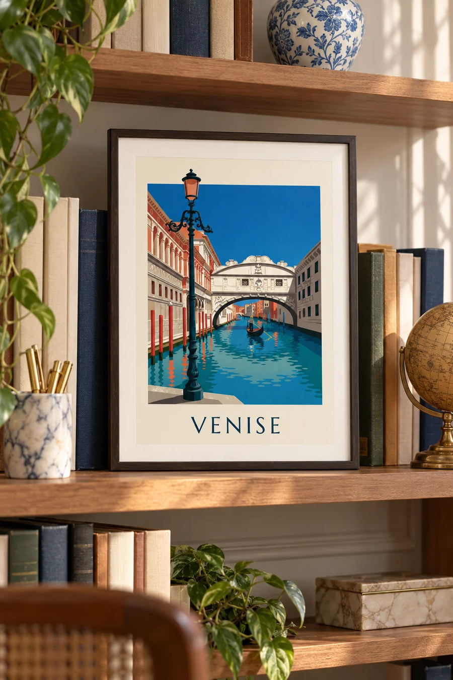 Poster Gondel unter der Seufzerbrücke in Venedig: kleines A4-Format gerahmt