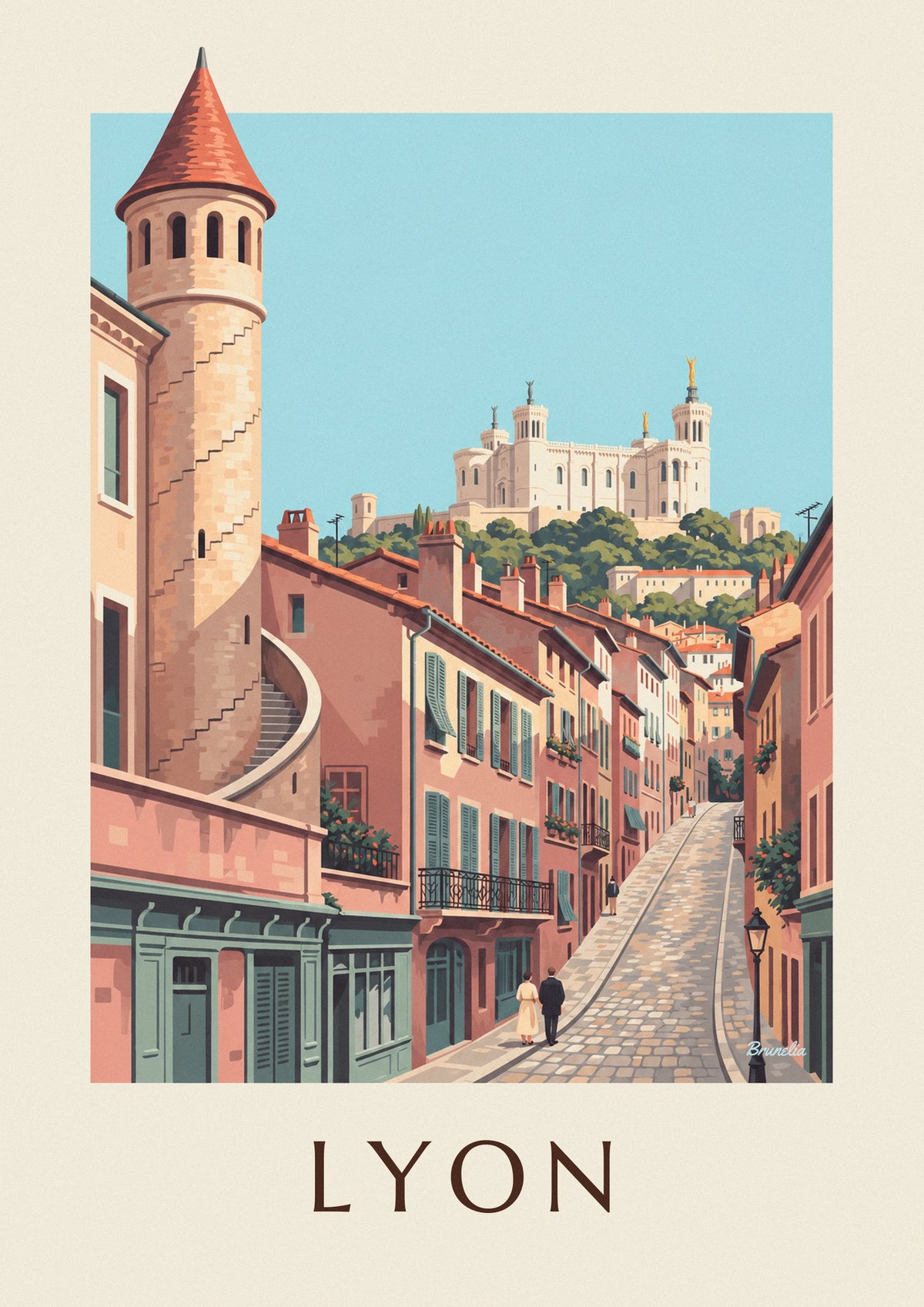 Poster Renaissance-Fassaden im Vieux Lyon und Fourvière