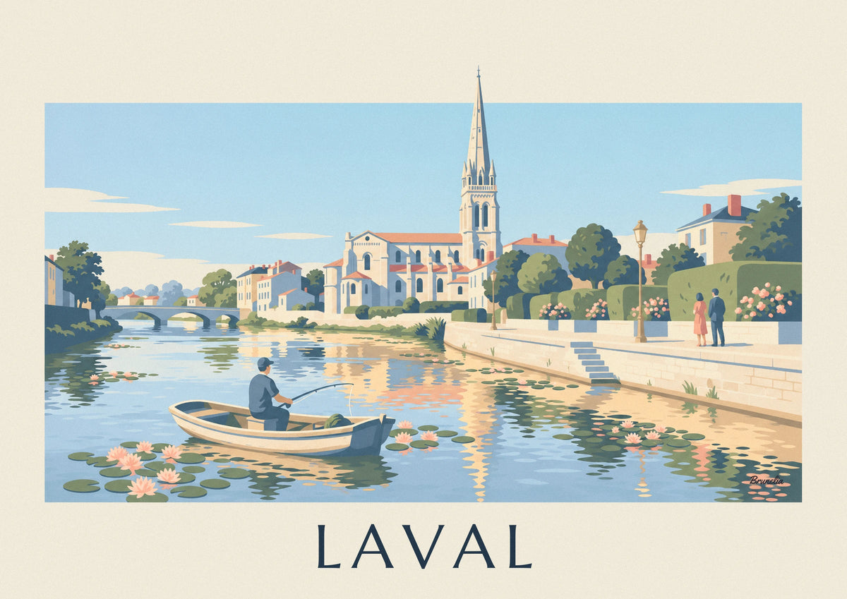 Affiche Mayenne et basilique d'Avesnières à Laval