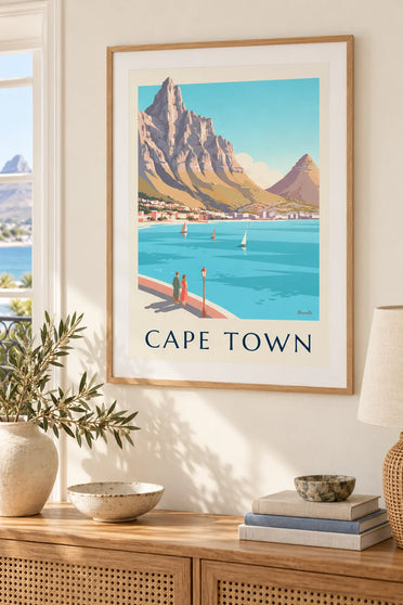 Poster Tafelberg und Lion's Head in Kapstadt : gerahmt an der Wand