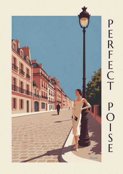 Poster Frau im Bleistiftkleid und mit langen Handschuhen in Paris: das ganze Poster