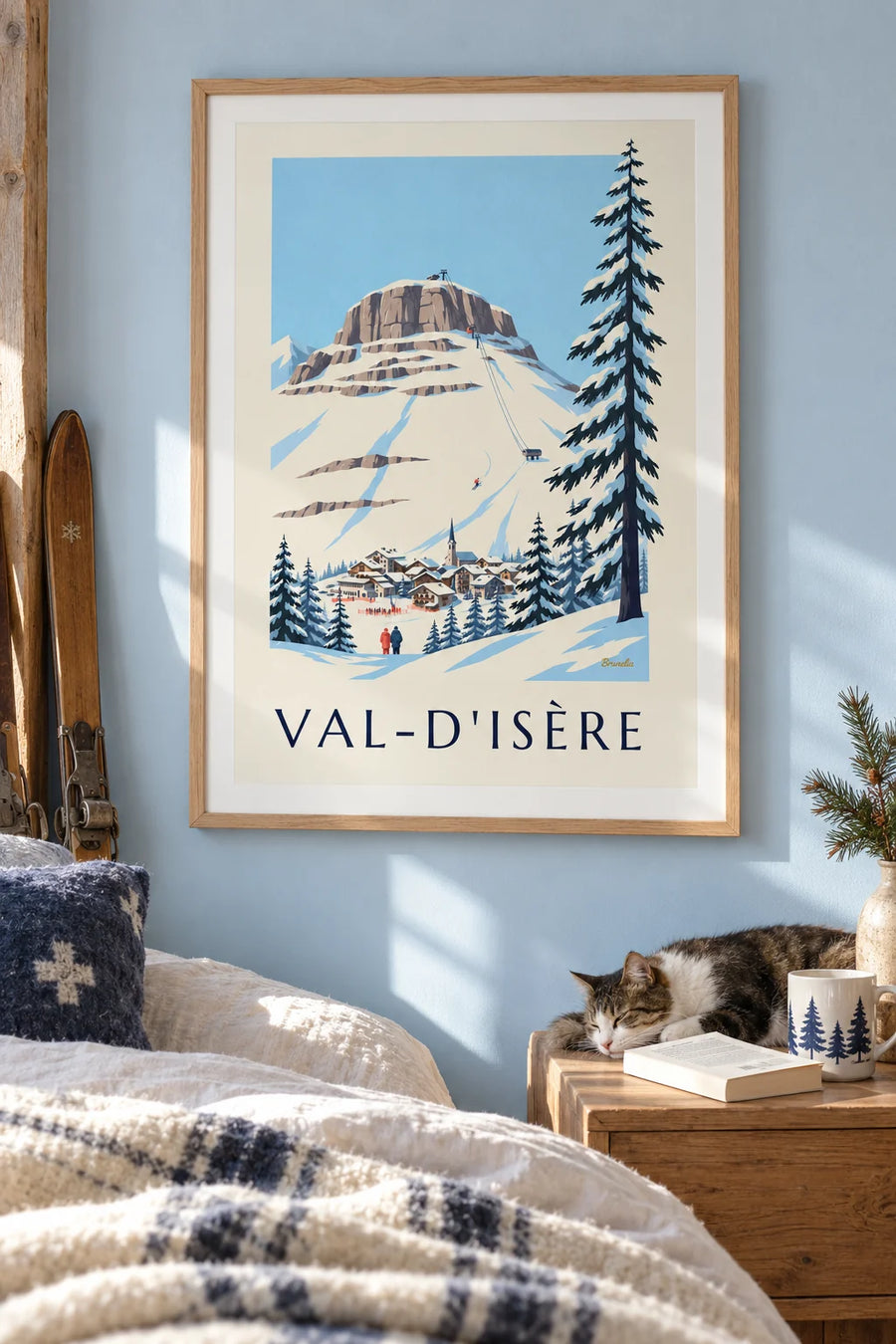 Poster Face de Bellevarde und olympische Abfahrt in Val-d'Isère: gerahmt an der Wand