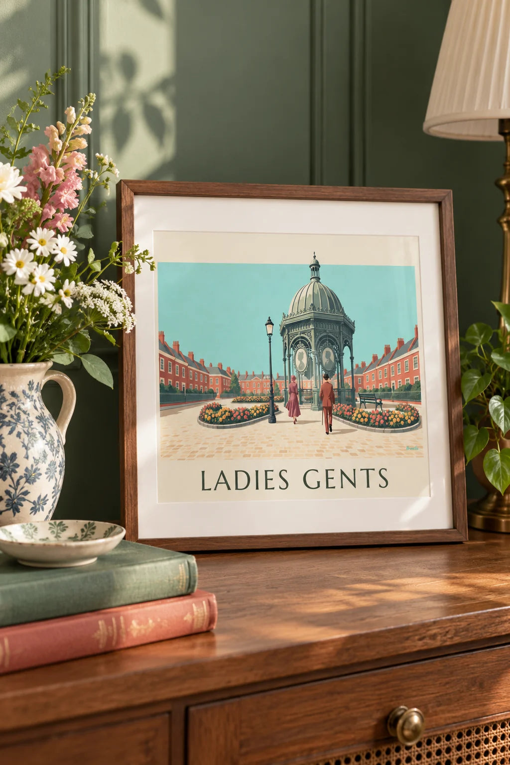 Powder room: London Victorian public toilets Ladies and Gents poster on the wall