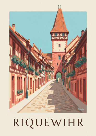 Affiche Riquewihr et sa tour du Dolder en Alsace : l'affiche entière